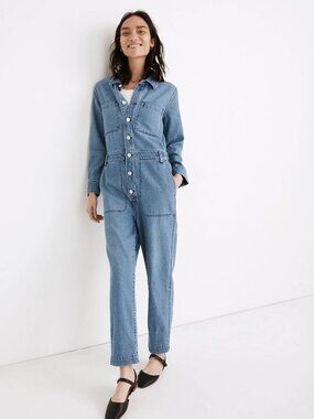 NWT Madewell Denim Relaxed Coverall Jumpsuit in Glenroy Wash Jean XS